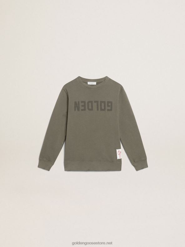 lapsed ahastuses oliiviroheline dressipluus, mille esiküljel on kuldne kiri B6B0T890