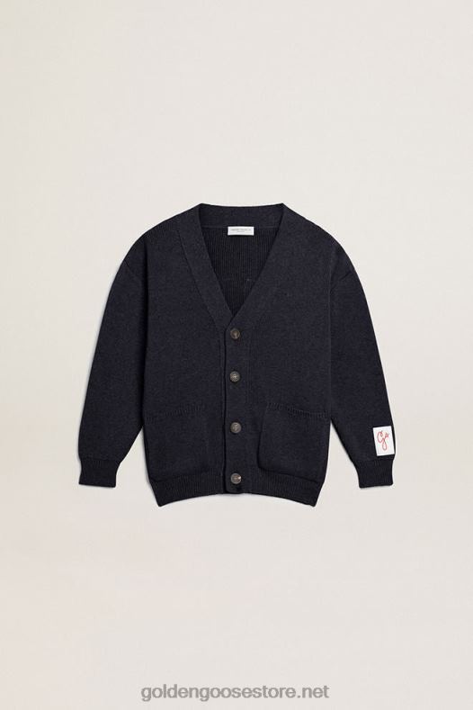 lapsed tumesinine puuvillane kardigan logoga seljalGolden Goose B6B0T891