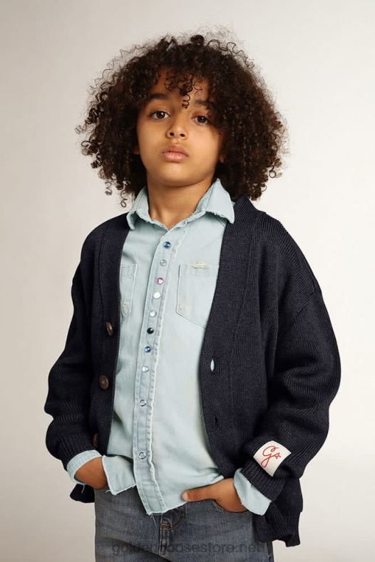 lapsed tumesinine puuvillane kardigan logoga seljalGolden Goose B6B0T891