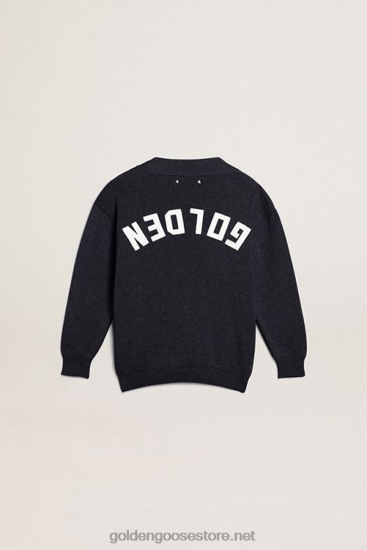 lapsed tumesinine puuvillane kardigan logoga seljalGolden Goose B6B0T891