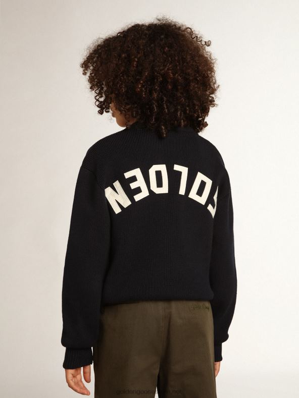 lapsed tumesinine puuvillane ümarkaelusega kampsunGolden Goose B6B0T897