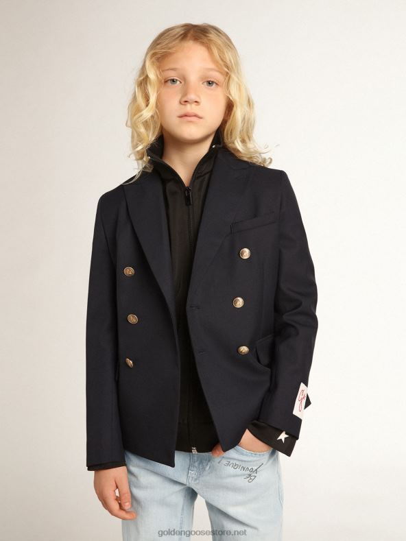 poiste tumesinine kaherealine nööpidega bleiserGolden Goose B6B0T907