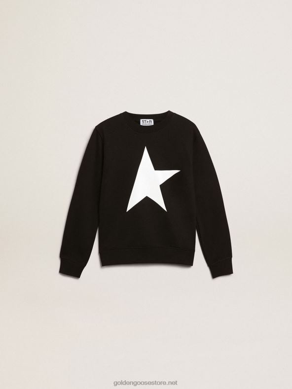 lapsed black star kollektsiooni dressipluus, mille ees on valge maxi starGolden Goose B6B0T906