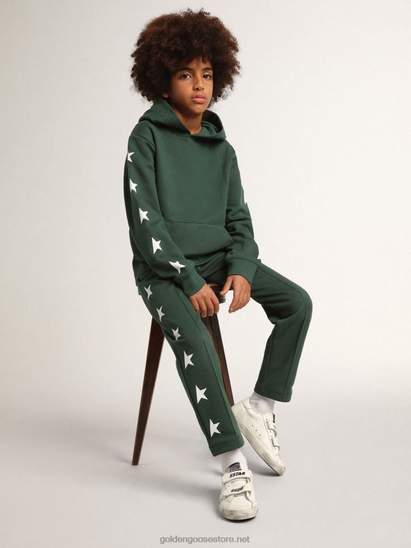 lapsed säravroheline star kollektsiooni kapuutsiga dressipluus kontrastsete valgete tähtedegaGolden Goose B6B0T901