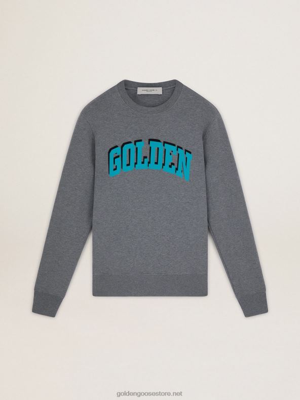 mehed hall rännakukollektsiooni dressipluus kontrastse türkiissinise kuldse kirjaga B6B0T767