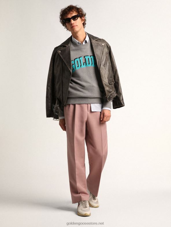 mehed hall rännakukollektsiooni dressipluus kontrastse türkiissinise kuldse kirjaga B6B0T767