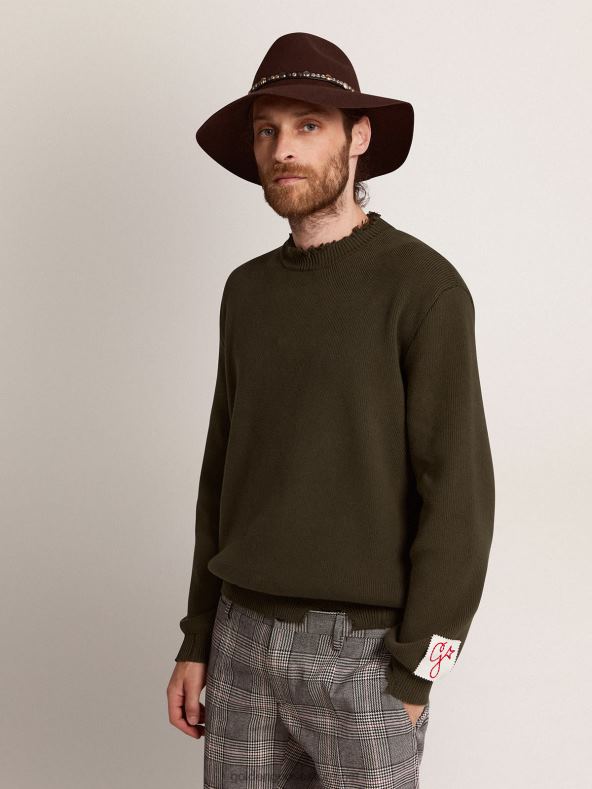 mehed militaarrohelisest puuvillast ümarkaelusega kampsunGolden Goose B6B0T727