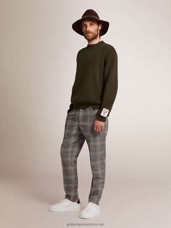 mehed militaarrohelisest puuvillast ümarkaelusega kampsunGolden Goose B6B0T727