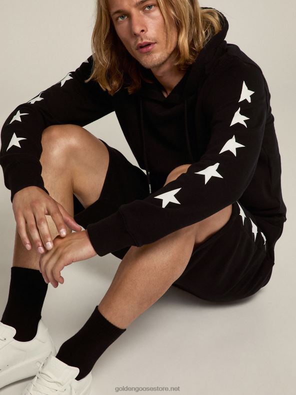 mehed must alighiero star kollektsiooni dressipluus kontrastsete valgete tähtedegaGolden Goose B6B0T754