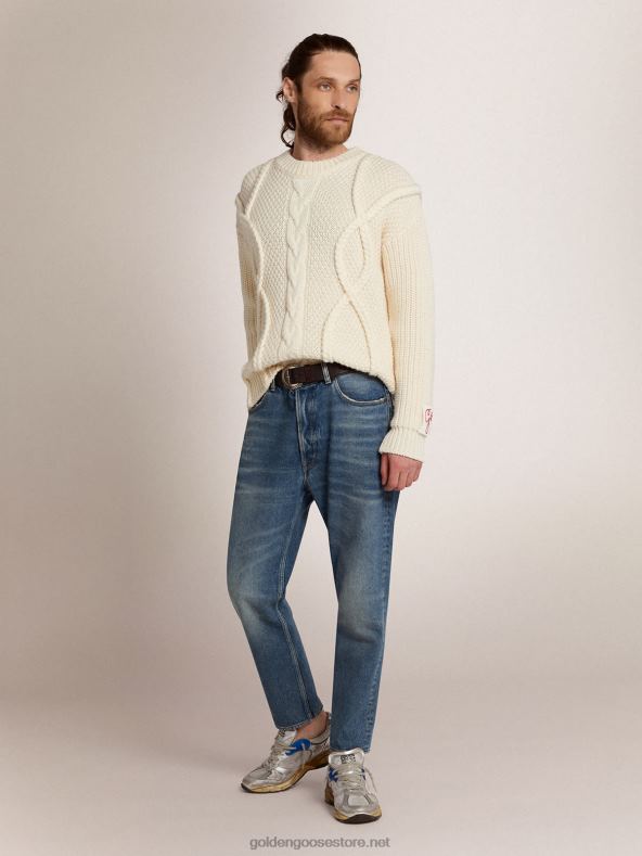 mehed punutud motiiviga villane ümarkaelusega kampsunGolden Goose B6B0T770