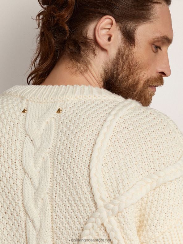 mehed punutud motiiviga villane ümarkaelusega kampsunGolden Goose B6B0T770