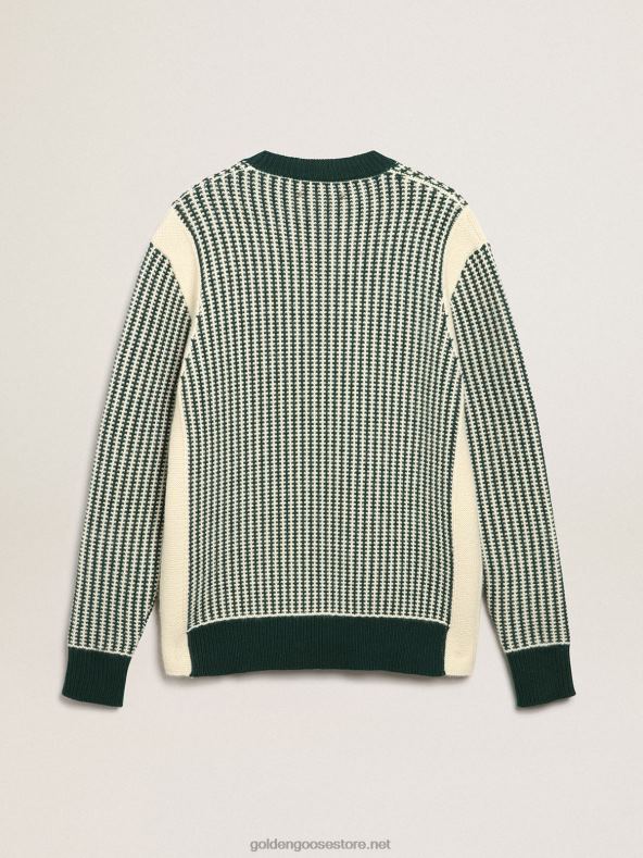 mehed travel collection ümarkaelusega kampsun kahevärvilise valge ja rohelise villagaGolden Goose B6B0T749