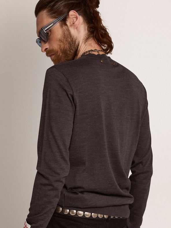 mehed tumehallist melanžvillasest ümara kaelusega kampsunGolden Goose B6B0T718