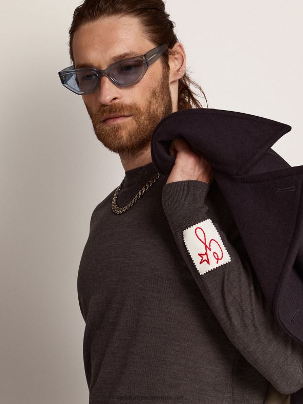 mehed tumehallist melanžvillasest ümara kaelusega kampsunGolden Goose B6B0T718