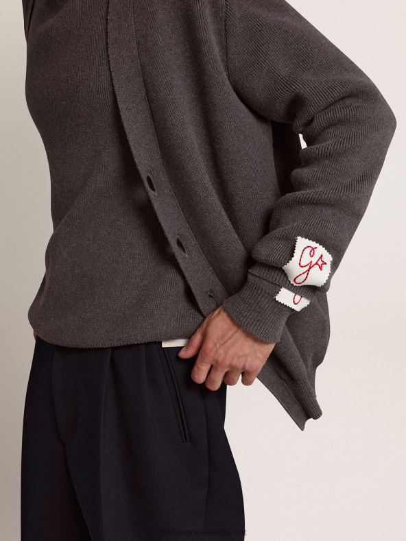 mehed tumehallist puuvillasest puuvillasest kardigan logoga tagaküljelGolden Goose B6B0T714