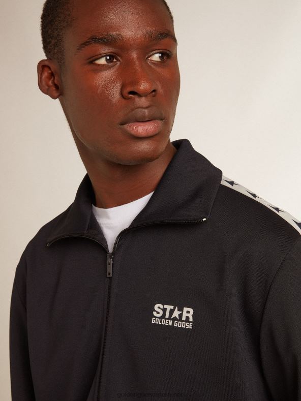 mehed tumesinine valge riba ja kontrastsete siniste tärnidega dressipluusGolden Goose B6B0T698