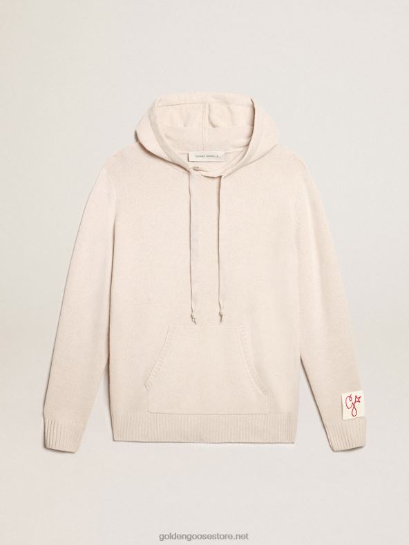 mehed valge kašmiirisegu kapuutsiga dressipluusGolden Goose B6B0T816