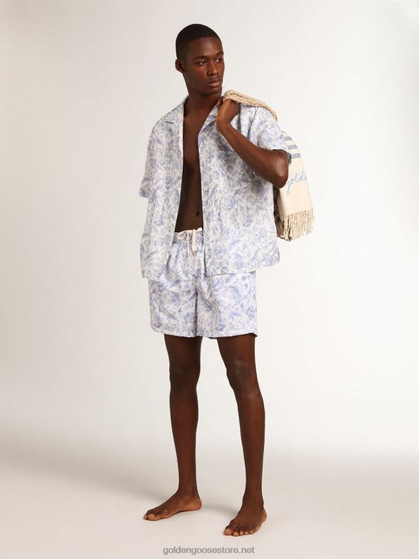 mehed kuurordi kollektsiooni Vahemere sinise trükiga ujumispüksidGolden Goose B6B0T758