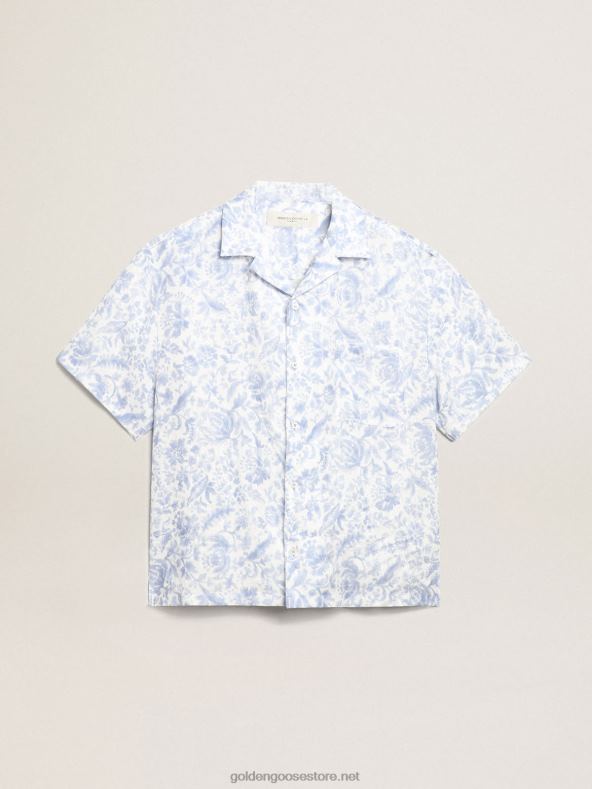 mehed resort kollektsiooni linane särk Vahemere sinise trükigaGolden Goose B6B0T738