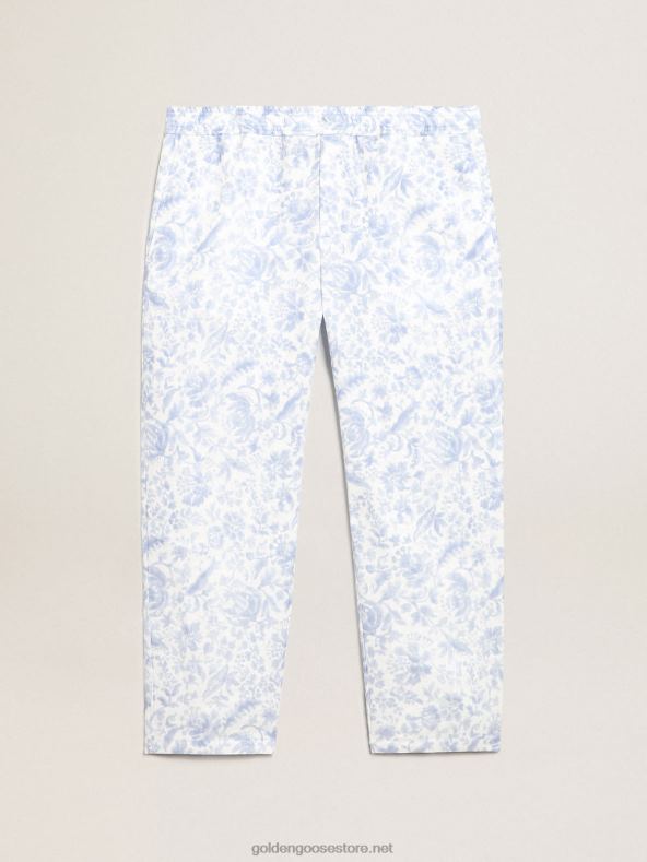 mehed resort kollektsiooni linased püksid Vahemere sinise trükigaGolden Goose B6B0T734