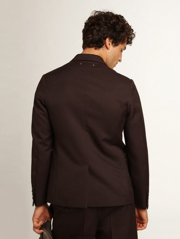 mehed Travel Collection üherealine bleiser lagritsavärvi villasest gabardiinist sarvenööpidegaGolden Goose B6B0T703