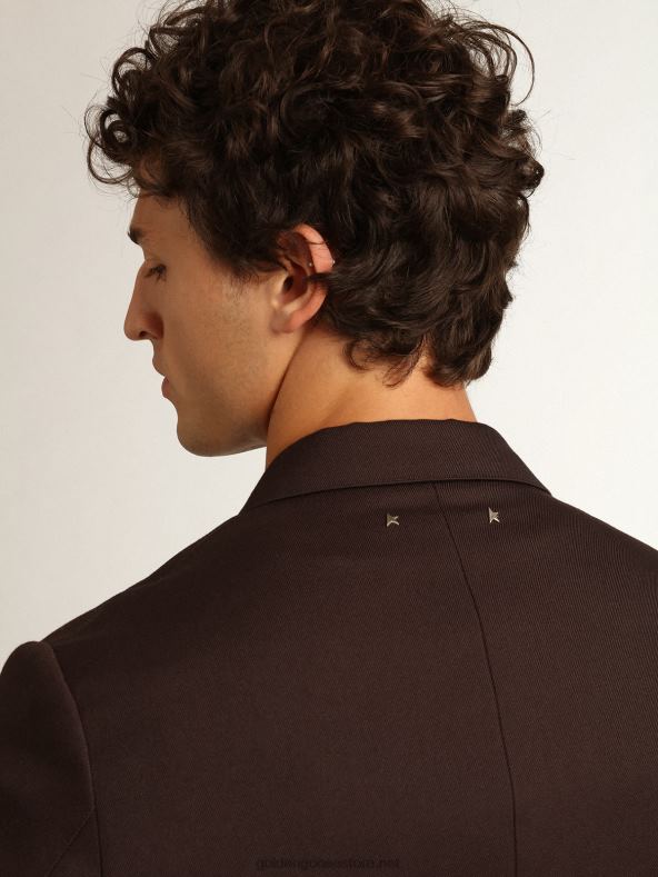 mehed Travel Collection üherealine bleiser lagritsavärvi villasest gabardiinist sarvenööpidegaGolden Goose B6B0T703