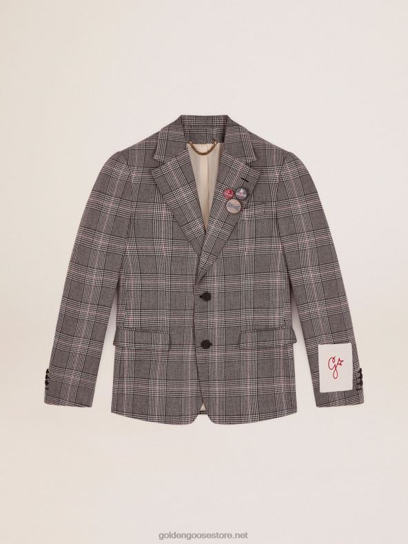 mehed kollektsiooni üherealine bleiser halli ja valge prints of Walesi tšekigaGolden Goose B6B0T772