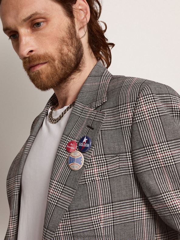 mehed kollektsiooni üherealine bleiser halli ja valge prints of Walesi tšekigaGolden Goose B6B0T772