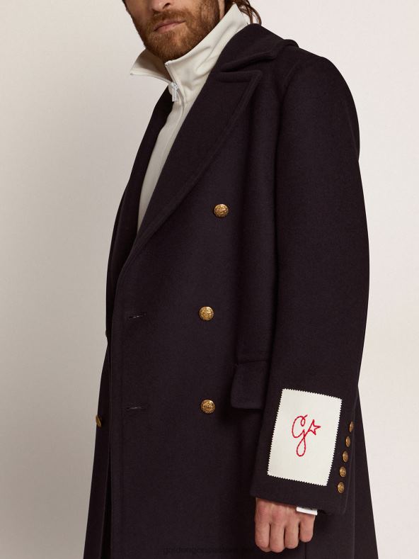 mehed tumesinine villane kaherealine kullavärvi nööpidega mantelGolden Goose B6B0T696