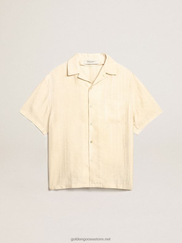 mehed lühikeste varrukatega pärgamendivärvi linasest särkGolden Goose B6B0T779