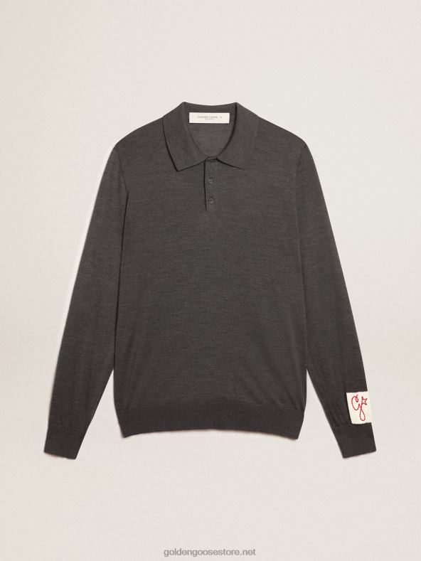 mehed pikkade varrukatega halli meriinovillane polosärkGolden Goose B6B0T804