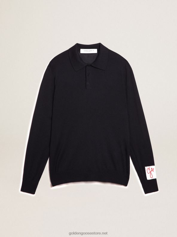 mehed pikkade varrukatega tumesinise meriinovillane polosärkGolden Goose B6B0T789