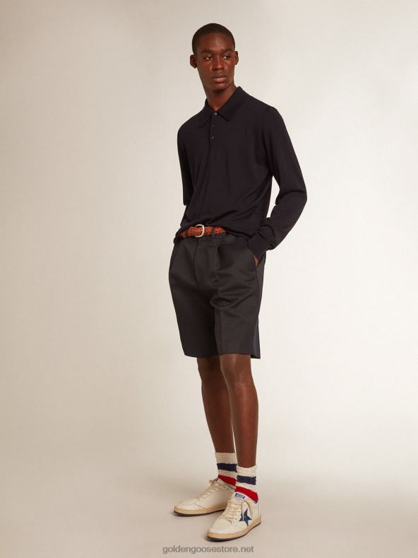 mehed pikkade varrukatega tumesinise meriinovillane polosärkGolden Goose B6B0T789