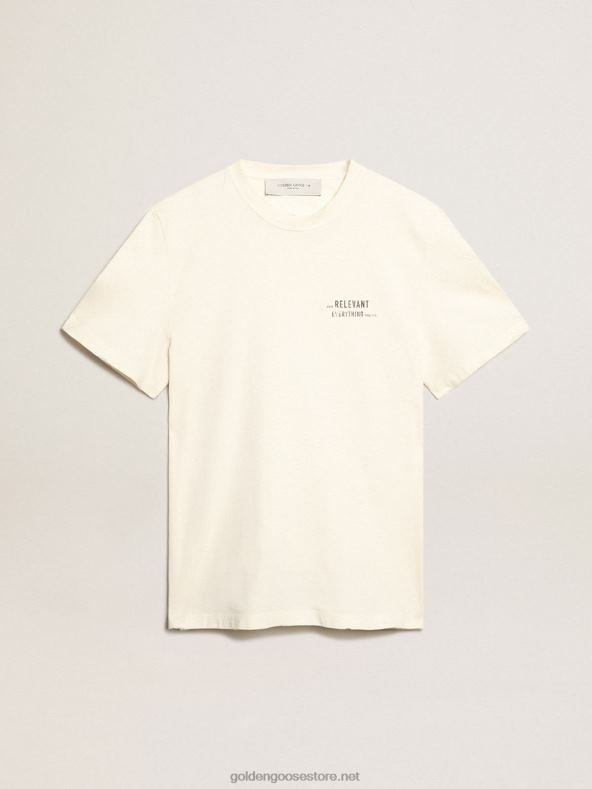 mehed hädise viimistlusega valge kirjaga T-särkGolden Goose B6B0T805