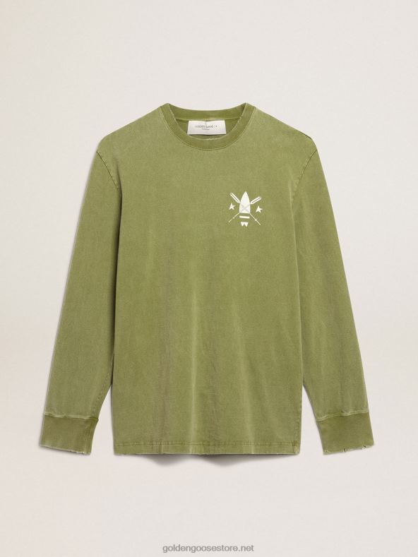 mehed pestoroheline t-särk valge logoga ees ja tagaGolden Goose B6B0T781
