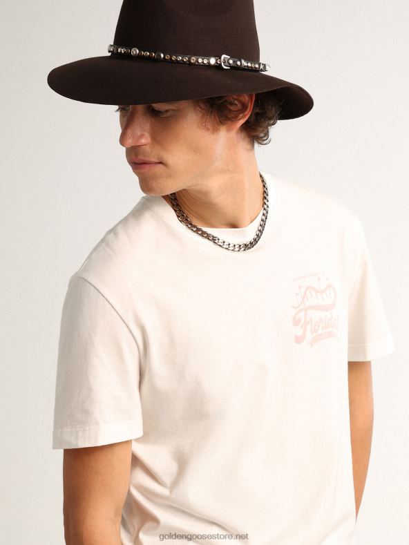 mehed valge rännakukollektsiooni t-särk lilla topelttrükigaGolden Goose B6B0T695