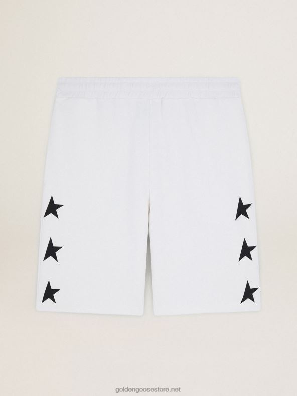 mehed diego star collection bermuda lühikesed püksid vintage valges kontrastsete mustade tähtedegaGolden Goose B6B0T751