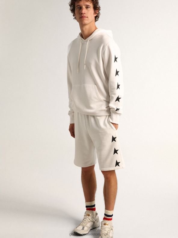 mehed diego star collection bermuda lühikesed püksid vintage valges kontrastsete mustade tähtedegaGolden Goose B6B0T751