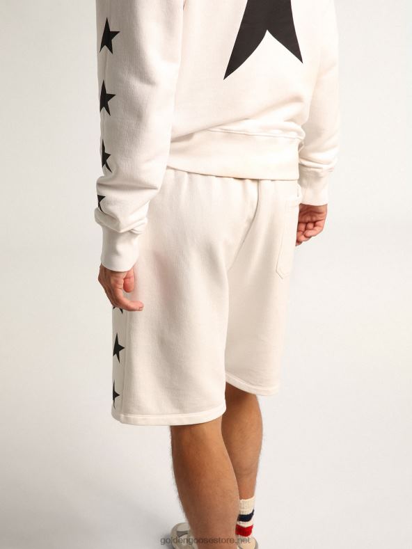 mehed diego star collection bermuda lühikesed püksid vintage valges kontrastsete mustade tähtedegaGolden Goose B6B0T751