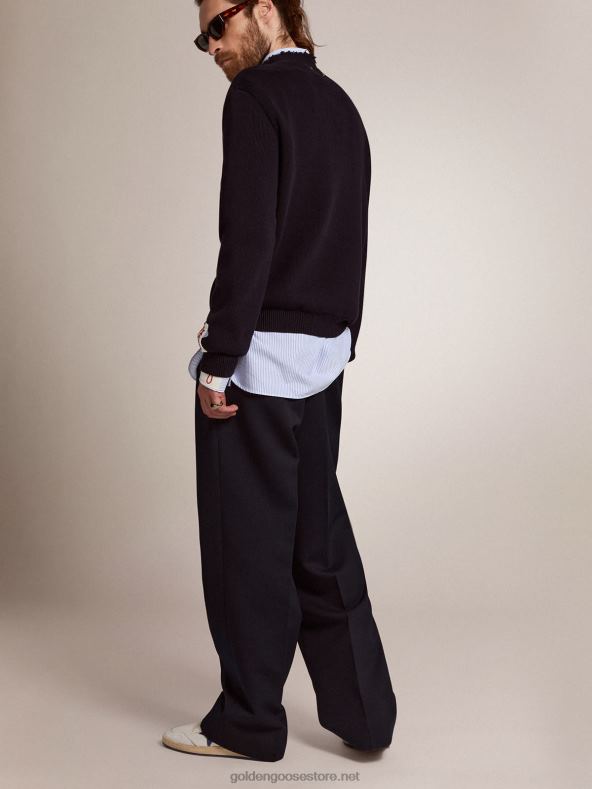 mehed kollektsiooni laiad püksid tumesinisest villasestGolden Goose B6B0T826