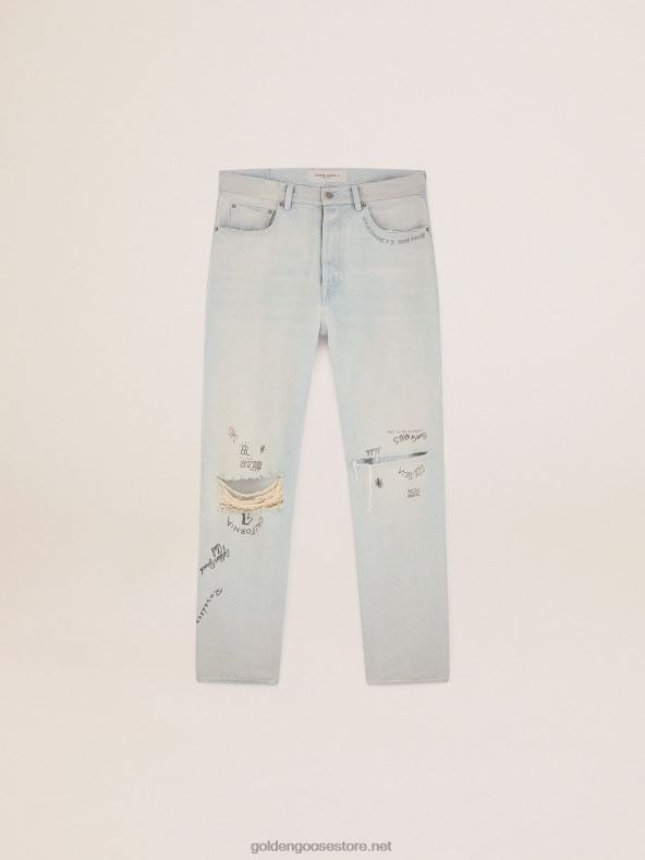 mehed kollektsiooni pleegitatud teksapüksid, mis on hädas kohtlemisegaGolden Goose B6B0T716