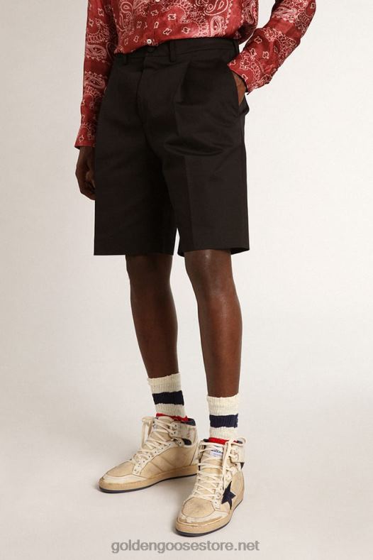 mehed mustast puuvillast bermuda lühikesed püksidGolden Goose B6B0T823