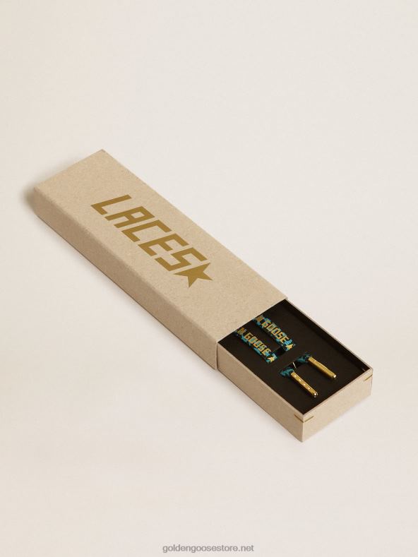 mehed helesinised ja mustad loomaprindiga pitsid kontrastse kullavärvi logogaGolden Goose B6B0T416