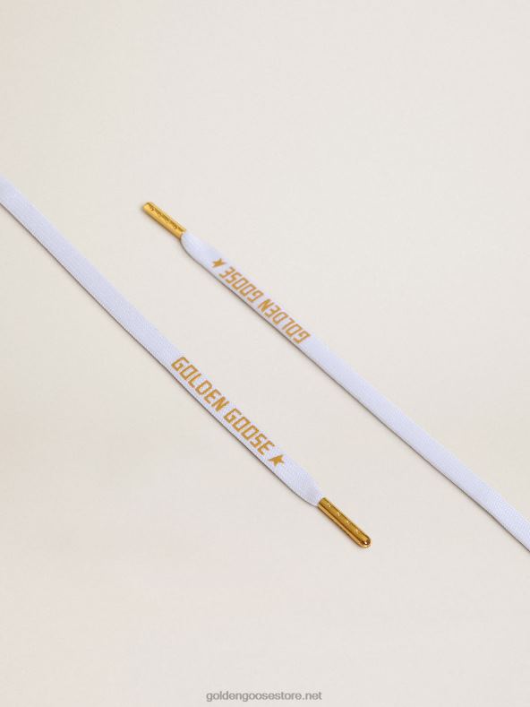 mehed valged puuvillased paelad kontrastse kullavärvi logogaGolden Goose B6B0T373