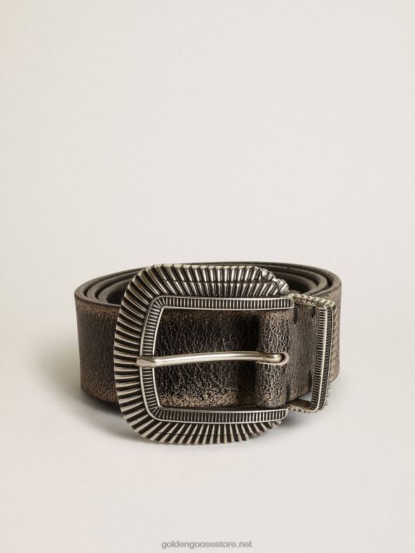 mehed Kaunistatud pandlaga mustast nahast ray vööGolden Goose B6B0T828