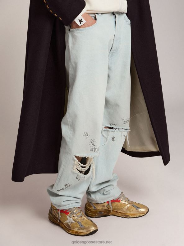 mehed kullatud isa-tähe tossud, mis on vaevatud viimistlusegaGolden Goose B6B0T590