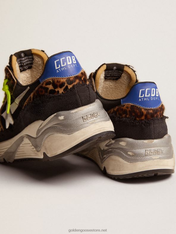 mehed Running sole ltd mustast võrgust tossud leopardimustrilise poni nahast sisetükkidegaGolden Goose B6B0T582