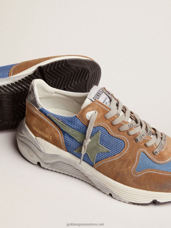 mehed helesinisest võrgust jooksutossud tubakavärvi seemisnahast sisetükkide ja militaarrohelise seemisnahast tähegaGolden Goose B6B0T572