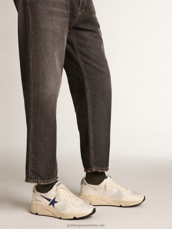 mehed valgest võrk- ja nappanahast jooksutald sinise tähegaGolden Goose B6B0T653