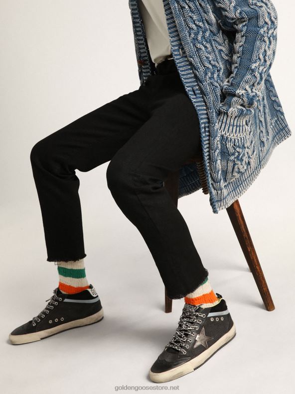 mehed mid star ltd mustast nahast ja võrgust tumehalli metallist nahast tähega tossudGolden Goose B6B0T551